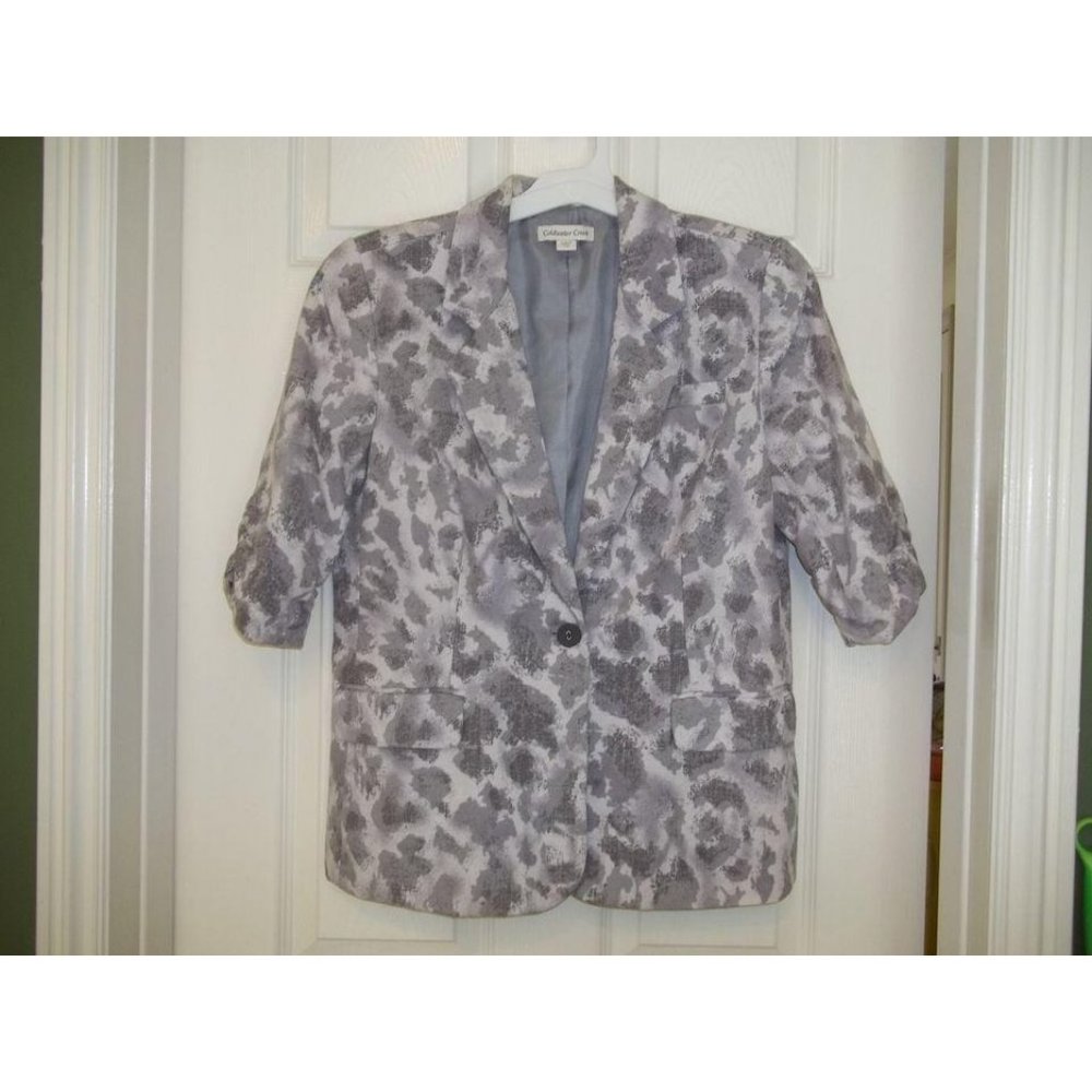 Coldwater Creek Grey Camo Blazer Jacket Size P10